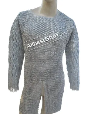 Aluminum Hauberk Full Flat Riveted Chest 48 Chainmail Shirt